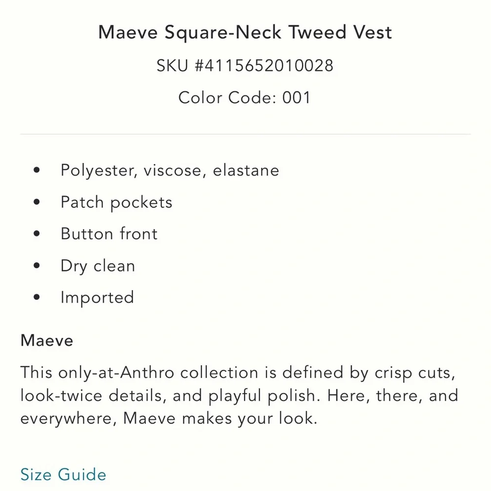 Net Anthropologie Maeve Square Neck Tweed Vest Black Multi - Picture 6 of 12